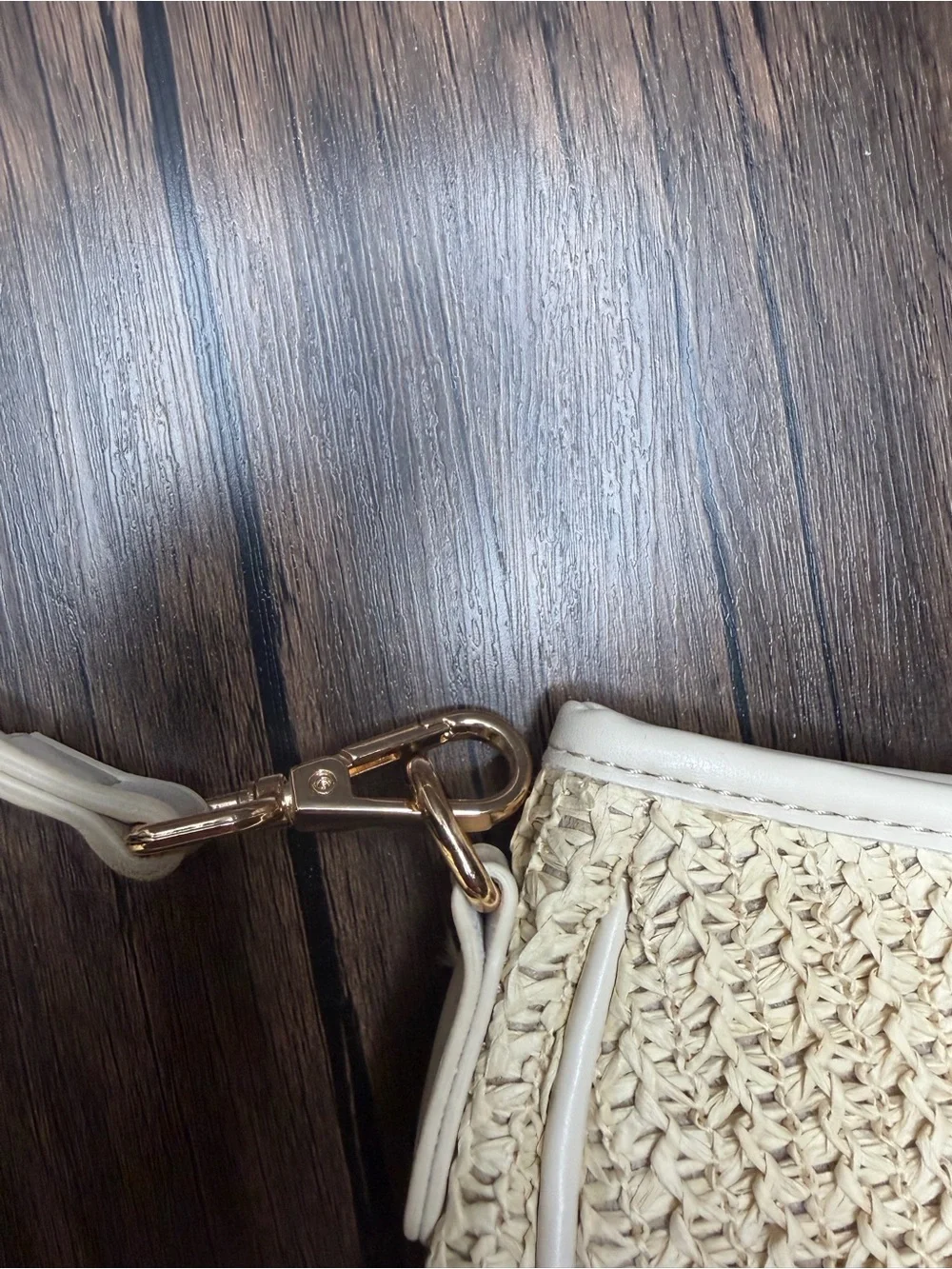 Woven Cream Shoulder Bag with Adjustable Strap